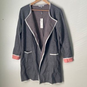 Variations Women's Sweater Cardigan Grey Pink Medium New